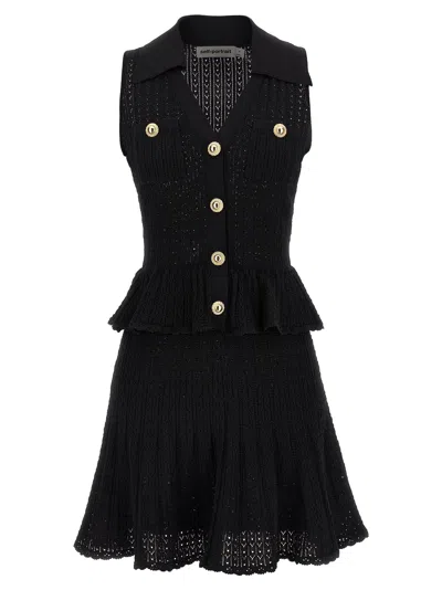 Self-portrait Pointelle-knit Sleeveless Mini Dress