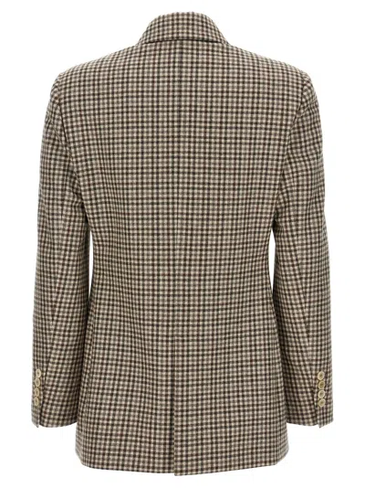 Brunello Cucinelli Blazer Check Monile Blazer And Suits Beige In Brown