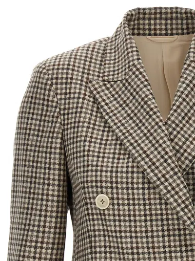 Brunello Cucinelli Blazer Check Monile Blazer And Suits Beige In Brown