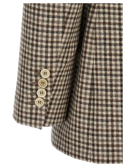 Brunello Cucinelli Blazer Check Monile Blazer And Suits Beige In Brown