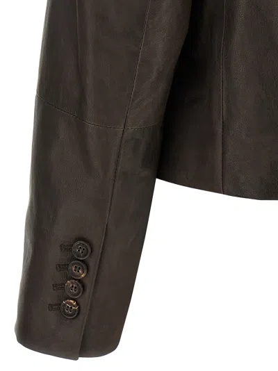 Brunello Cucinelli Blazer Nappa Monile Blazer And Suits Brown In Green