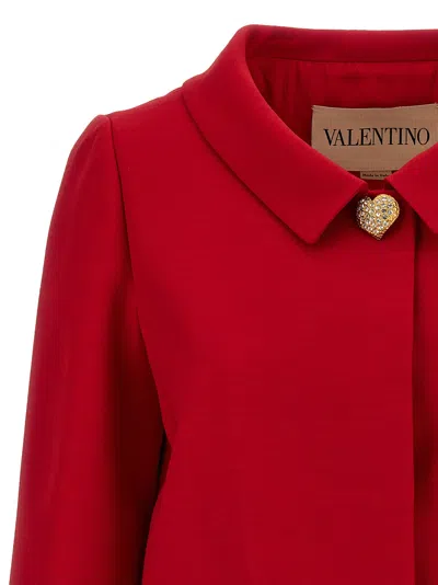 Valentino Womens Paris Heart-button Relaxed-fit Wool And Silk Jacket