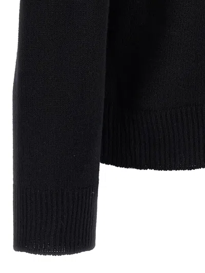 Jil Sander Soft Cashmere Sweater With Ribbed Finish In Black