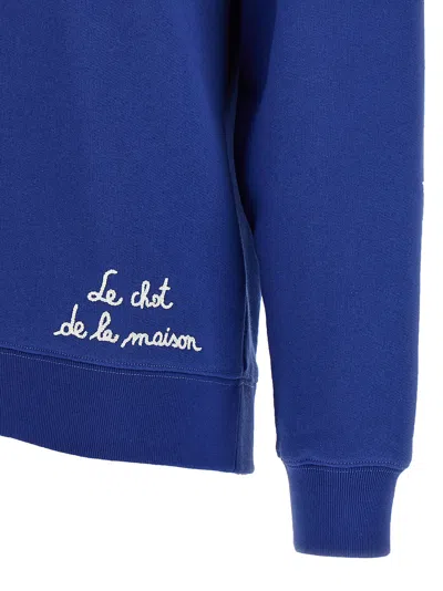 Valentino Blue Sweatshirt With V And Le Chat De La Maison Embroidery