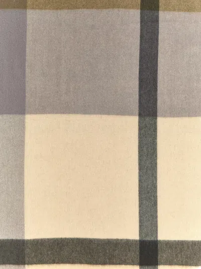 Mulberry Textured Check Scarf With Fringe In Multi