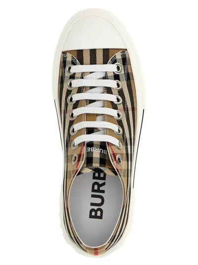 Burberry Check Sneakers Beige In Brown