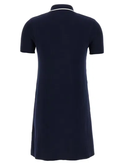 Valentino Crochet Cherry Short-sleeve Polo Mini Dress In Blue