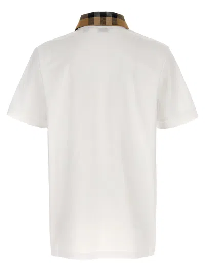 Burberry Check-collar White Polo Shirt With Three-button Placket
