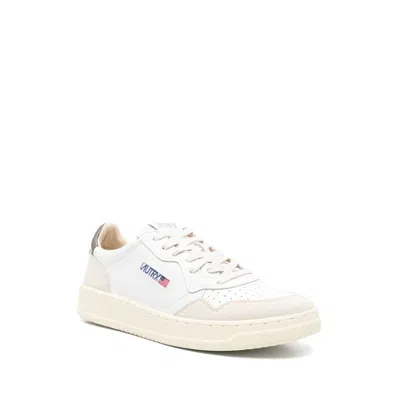 Autry 'medalist' White Low Top Sneakers With Beige Suede Details