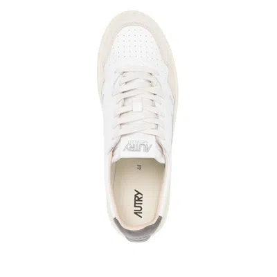 Autry 'medalist' White Low Top Sneakers With Beige Suede Details