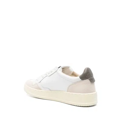 Autry 'medalist' White Low Top Sneakers With Beige Suede Details