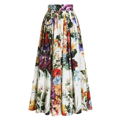 Dolce & Gabbana High-waisted Skirt With A Floral Bouquet Print In Multi