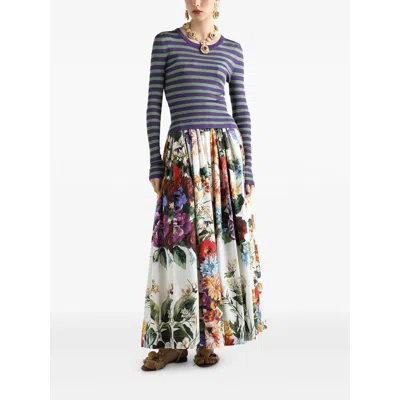 Dolce & Gabbana High-waisted Skirt With A Floral Bouquet Print In Multi