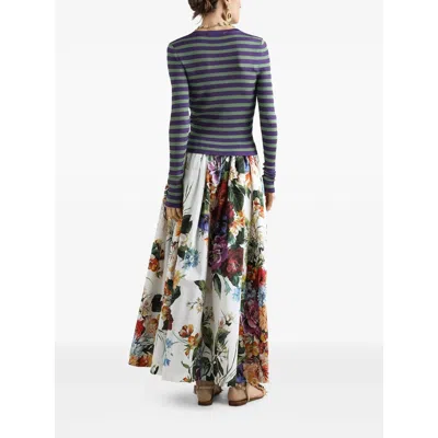 Dolce & Gabbana High-waisted Skirt With A Floral Bouquet Print In Multi