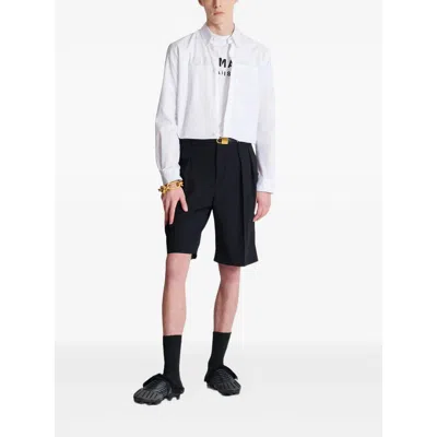Balmain White Crewneck T-shirt With Contrasting Logo Lettering Print In White