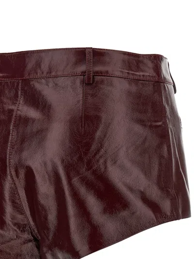 Self-portrait Self Portrait Women Leather Micro Shorts In Burgundy