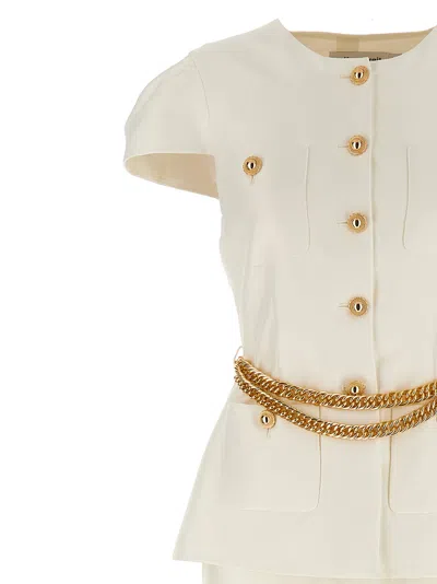 Self-portrait Chain Belt Maxi Dress In Neutral