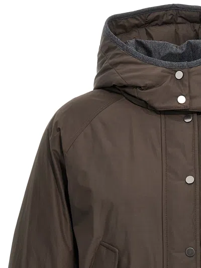 Brunello Cucinelli Cropped Down Jacket Casual Jackets And Parka Brown In Brown