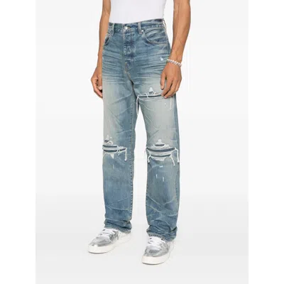Amiri Jeans With Rips Honeycomb Indigo Men