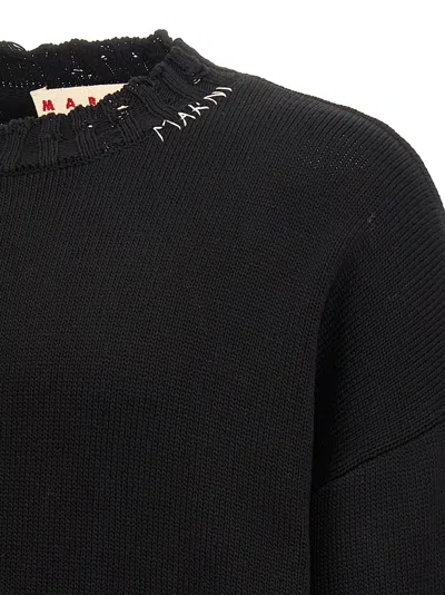 Marni Deconstructed Contrast-stitch Relaxed-fit Cotton Knitted Jumper