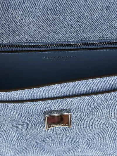 Tory Burch Fleming Denim Small Convertible Shoulder Bag In Blue