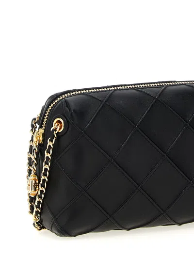 Tory Burch Fleming Black Diamond Quilted Shoulder Bag With Chain-link Shoulder Strap In Leather Woman