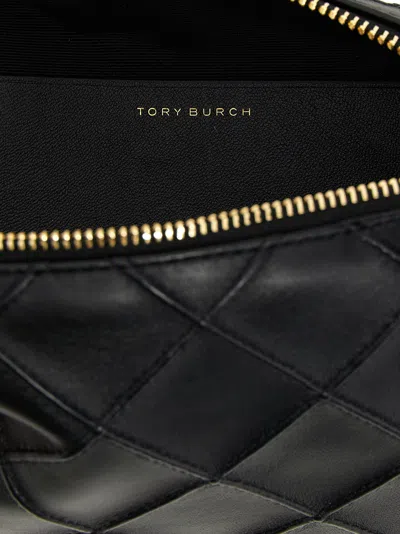 Tory Burch Fleming Black Diamond Quilted Shoulder Bag With Chain-link Shoulder Strap In Leather Woman