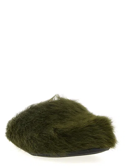 Marni Green Long-haired Calfskin Footbed Sabot