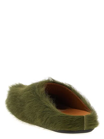 Marni Green Long-haired Calfskin Footbed Sabot