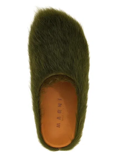 Marni Green Long-haired Calfskin Footbed Sabot