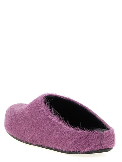 Marni Ponyskin Flat Mules In Purple