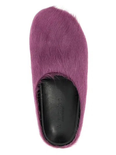 Marni Ponyskin Flat Mules In Purple