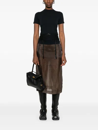 Balenciaga Women Black Crewneck T-shirt With Underwear Detail On The Waist In Cotton Woman In Black