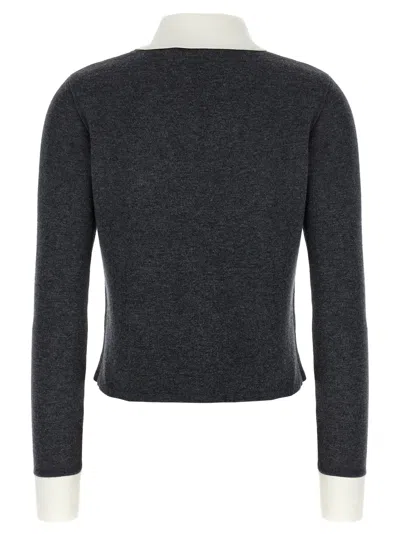 Self-portrait Grey Contrast Collar Sweaters And Cardigans Gray