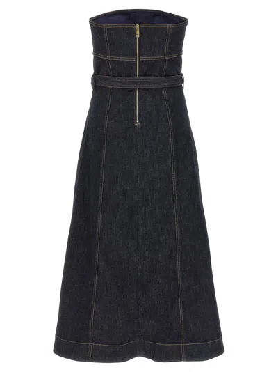 Self-portrait Denim Bandeau Midi Dress In Black