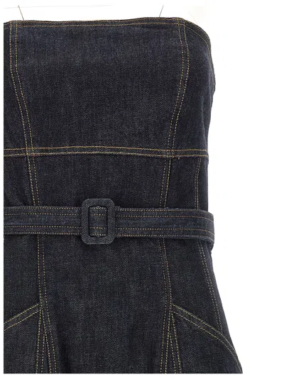 Self-portrait Denim Bandeau Midi Dress In Black