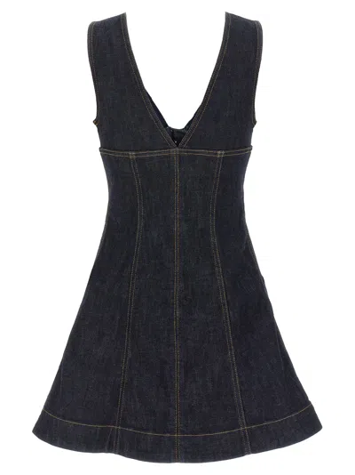 Self-portrait Navy Blue Dress With Bustier Neckline And Zip Detail