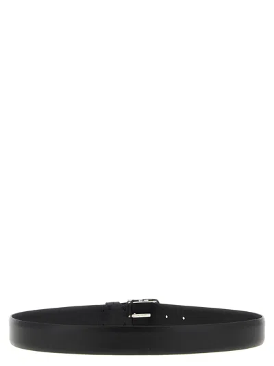 Zerbini Claudio Polished Metal Buckle Leather Belt In Black