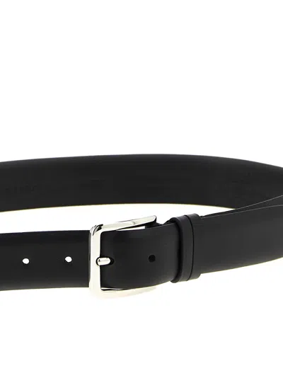 Zerbini Claudio Polished Metal Buckle Leather Belt In Black