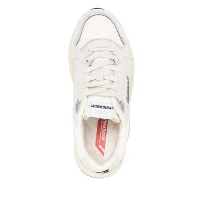 Autry Hyperway White Low Top Sneakers With Logo Patch On Side And Tongue In Suede And Mesh Woman In Neutral