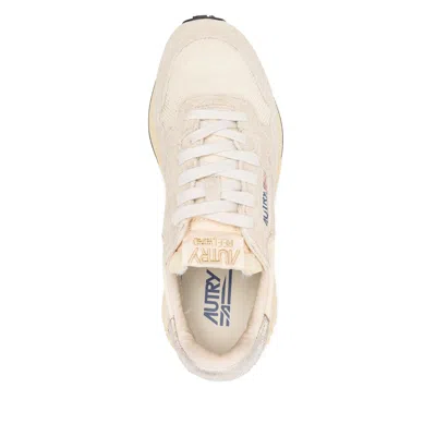 Autry Reelwind Low Sneakers In Nylon Suede And Leather Color Ecru And Platinum Shoes In Neutral
