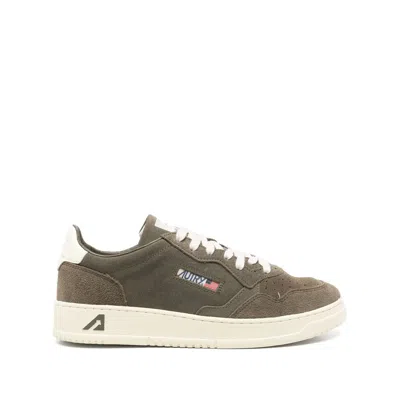 Autry Low-top Suede Sneakers With Rubber Sole And Lace-up Closure In Green
