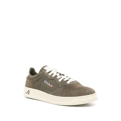 Autry Low-top Suede Sneakers With Rubber Sole And Lace-up Closure In Green