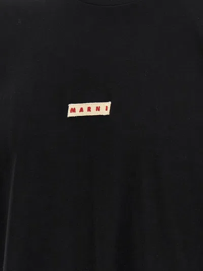 Marni Contemporary Black Cotton T-shirt With High Neckline In Black