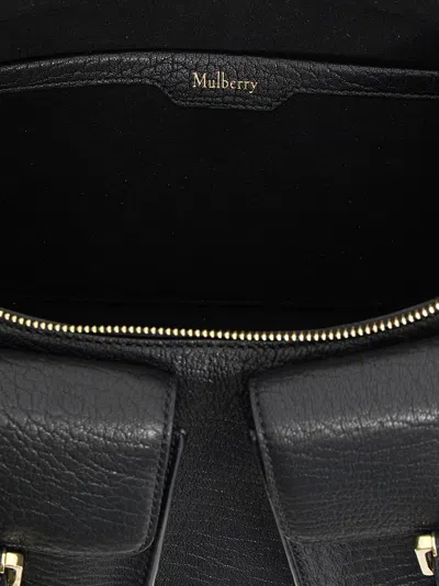 Mulberry Buckle Detail Front Pockets Top Handle Shoulder Bag In Black