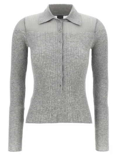 Pinko Ribbed Spread Collar Polo Top