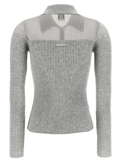 Pinko Ribbed Spread Collar Polo Top