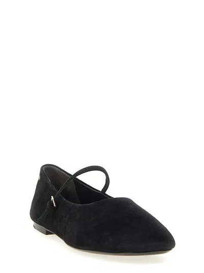Tory Burch Suede Leather Mary Jane Ballerinas In Black