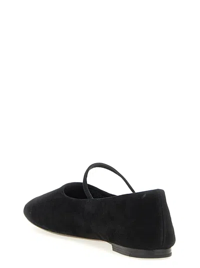 Tory Burch Suede Leather Mary Jane Ballerinas In Black