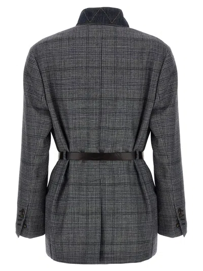 Brunello Cucinelli Monile Houndstooth Blazer Blazer And Suits Gray In Gray